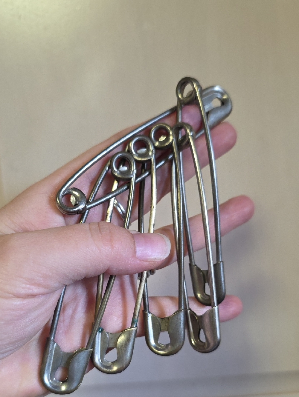 Knitting Large Metal Safety Pins - Antique Silver Tone Set
